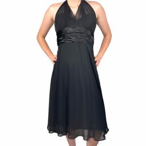 Connect A-Line Halter Black Short Chiffon Dress